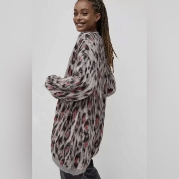 Anthropologie Zoey Leopard Cardigan Sweater Size Large - Picture 2 of 10